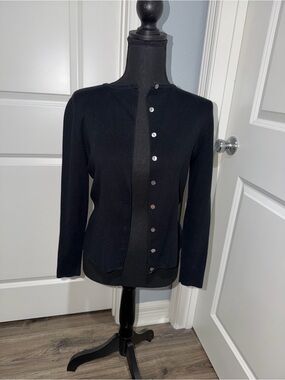 Jillian Jones Black Cotton cardigan sweater size   PS
